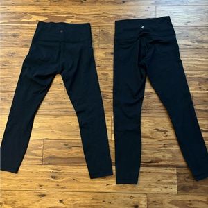 Bundle (2 pairs) of size 6 lululemon high rise black leggings. 25” - 27” length